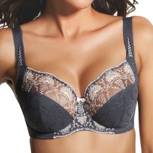Fantasie Elodie bra 40G grey w/ pink embroidery